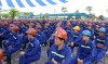 Công nhân Công ty Than Hòn Gai dự lễ mít tinh phát động Tháng hành động AT-VSLĐ năm 2018. (Ảnh minh họa)