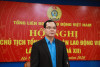 Đồng chí Nguyễn Đình Khang - Uỷ viên Trung ương Đảng, Chủ tịch Tổng LĐLĐVN kêu gọi cán bộ công đoàn, đoàn viên, người lao động... ủng hộ đồng bào miền Trung bị lũ lụt.