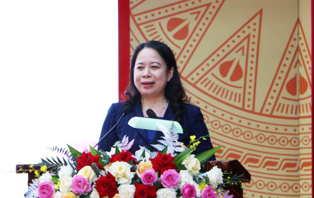 Phó Chủ tịch nước Võ Thị Ánh Xuân phát biểu tại buổi làm việc.