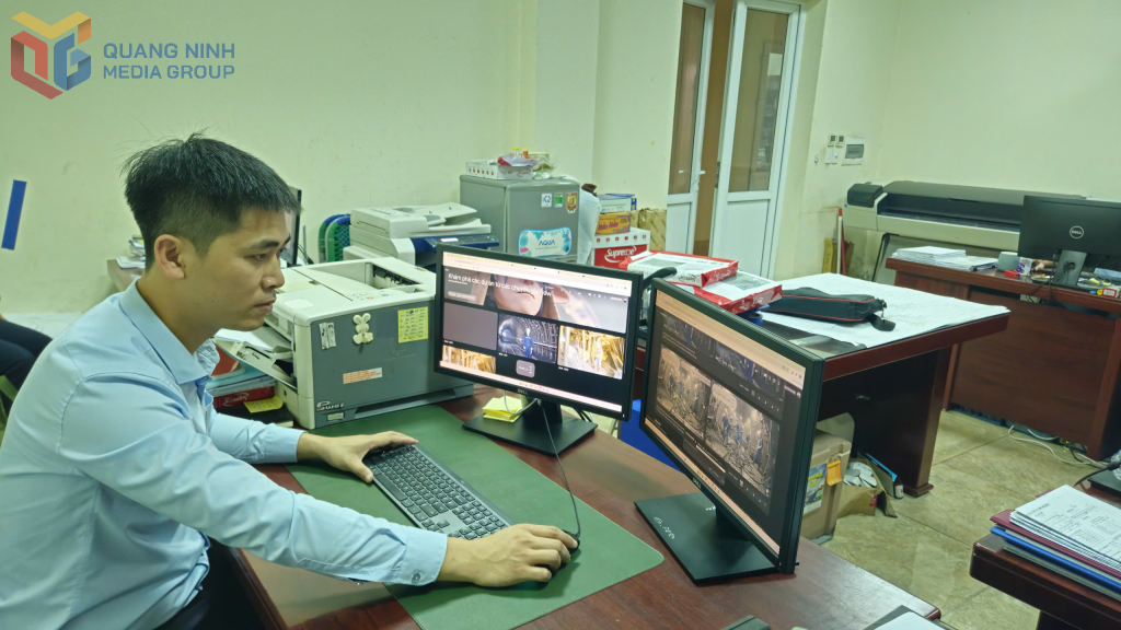 Anh Nguyễn Ngọc Toàn, Bí thư Đoàn Thanh niên, Phó Trưởng phòng Kỹ thuật - Công nghệ mỏ, Công ty CP Than Núi Béo ứng dụng công nghệ Al trong sản xuất video tuyên truyền về an toàn lao động.
